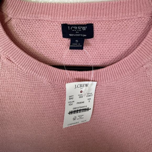 J.Crew Cotton Seed Stitch Crewneck Sweater Mens S Pink Pullover Rib Trim Stretch - Picture 3 of 6